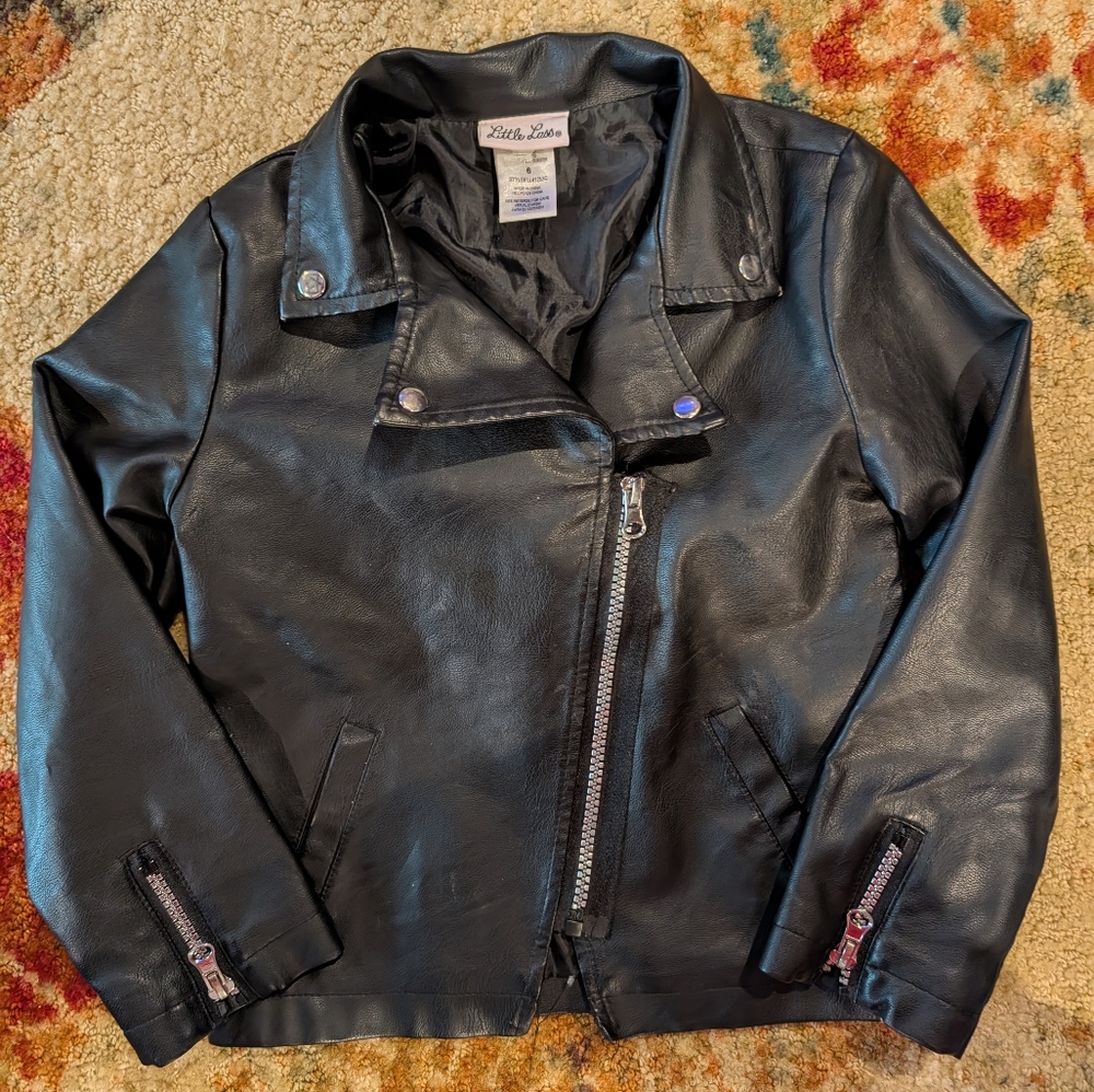 Black Leather Jacket "Motorcycle" By Little Lass